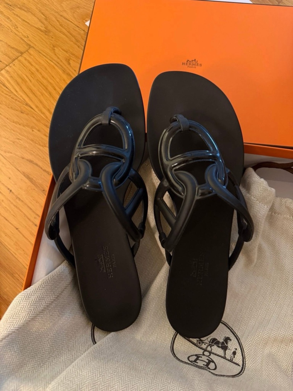 Hermes Black egerie Sandals